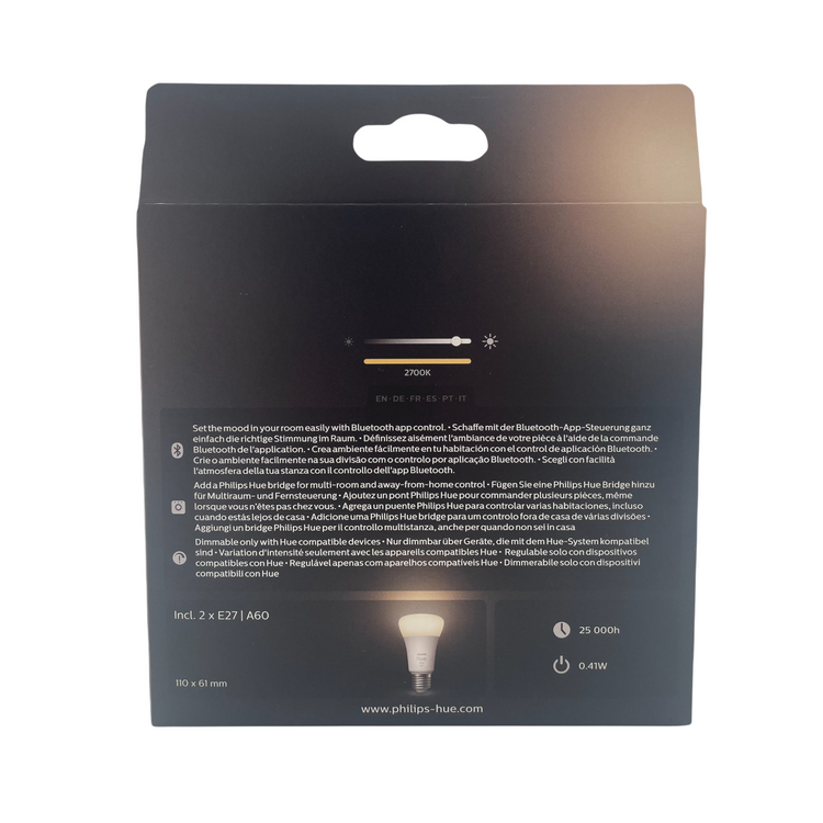 Philips Hue White E27 LED Lampe Doppelpack, Stil 60W, dimmbar, Alexa, zigbee