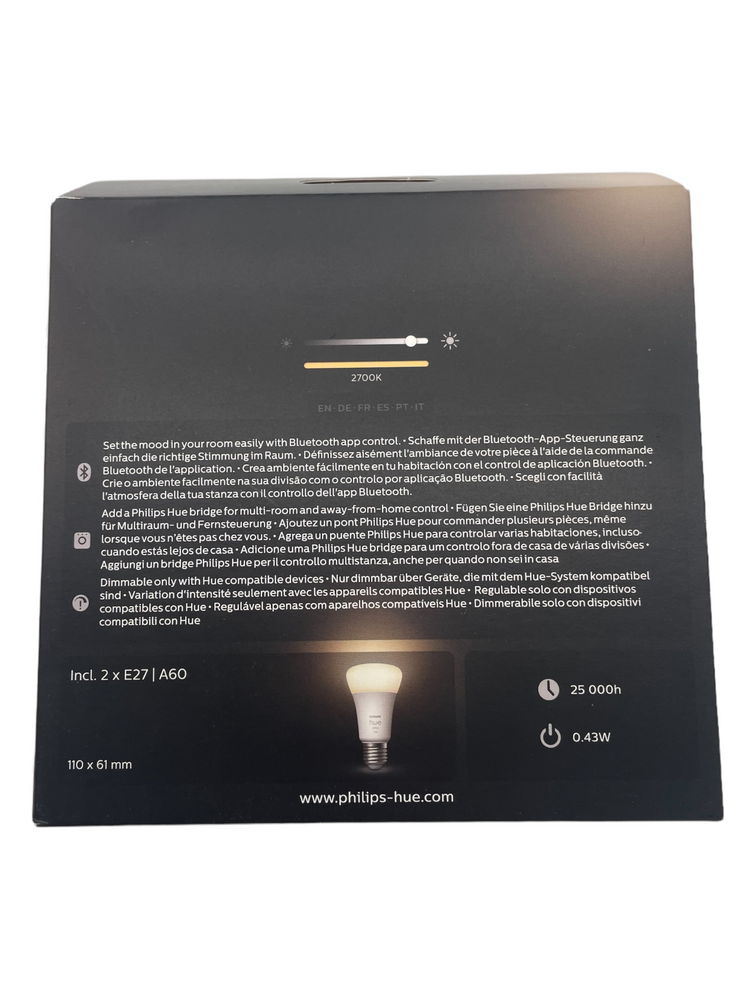 Philips Hue White E27 Smart-LED-Leuchtmittel entspricht 75 W Bluetooth-kompatibel, Weiß, Bluetooth, Zigbee, Alexa