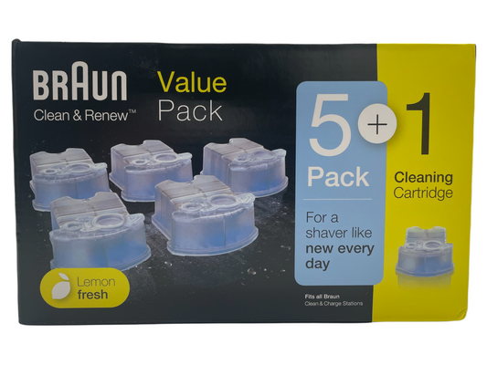 Braun Clean and Renew Reinigungskartuschen für elektrische Rasierer Herren 6er Pack Reinigungsflüssigkeit für Elektrorasierer Reinigung