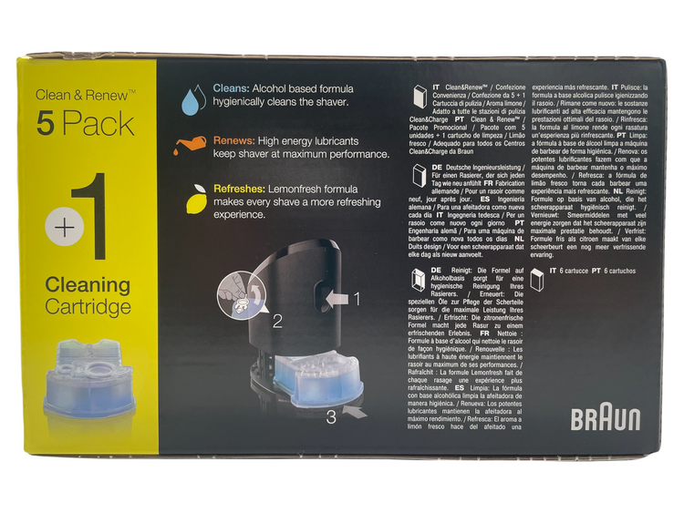 Braun Clean and Renew Reinigungskartuschen für elektrische Rasierer Herren 6er Pack Reinigungsflüssigkeit für Elektrorasierer Reinigung