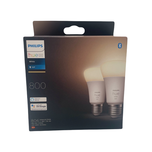 Philips Hue White E27 LED Lampe Doppelpack, Stil 60W, dimmbar, Alexa, zigbee